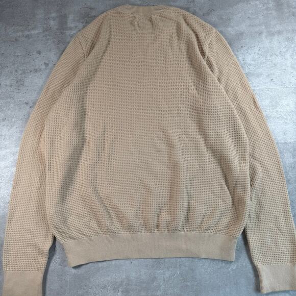 Topman beige waffle knit crewneck tan sweater size large - Picture 3 of 5